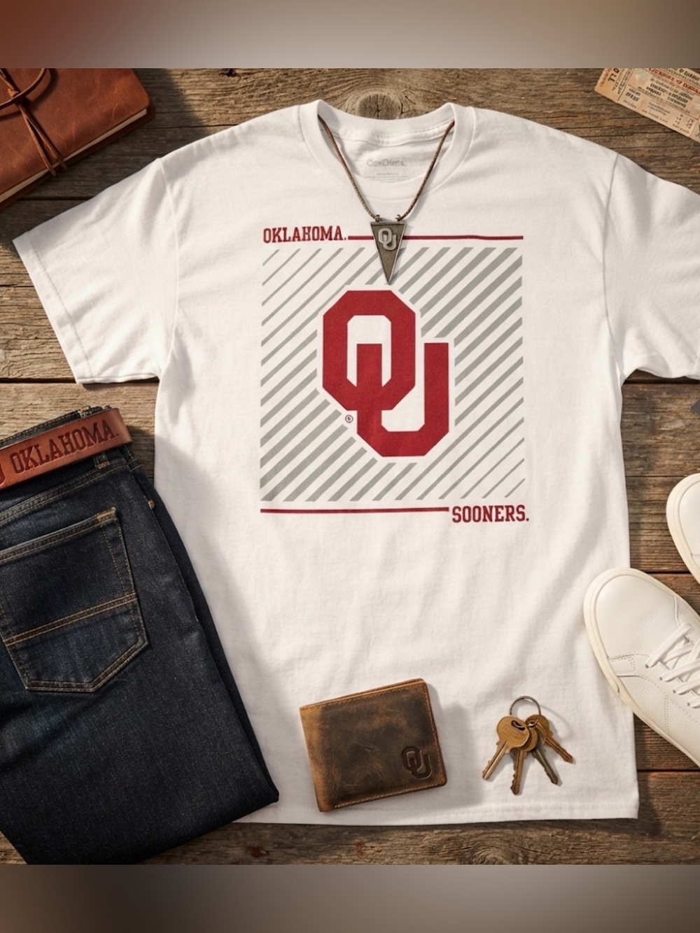 NWT! CAPTIVATING Oklahoma Sooners Short Sleeve Crewneck Tee